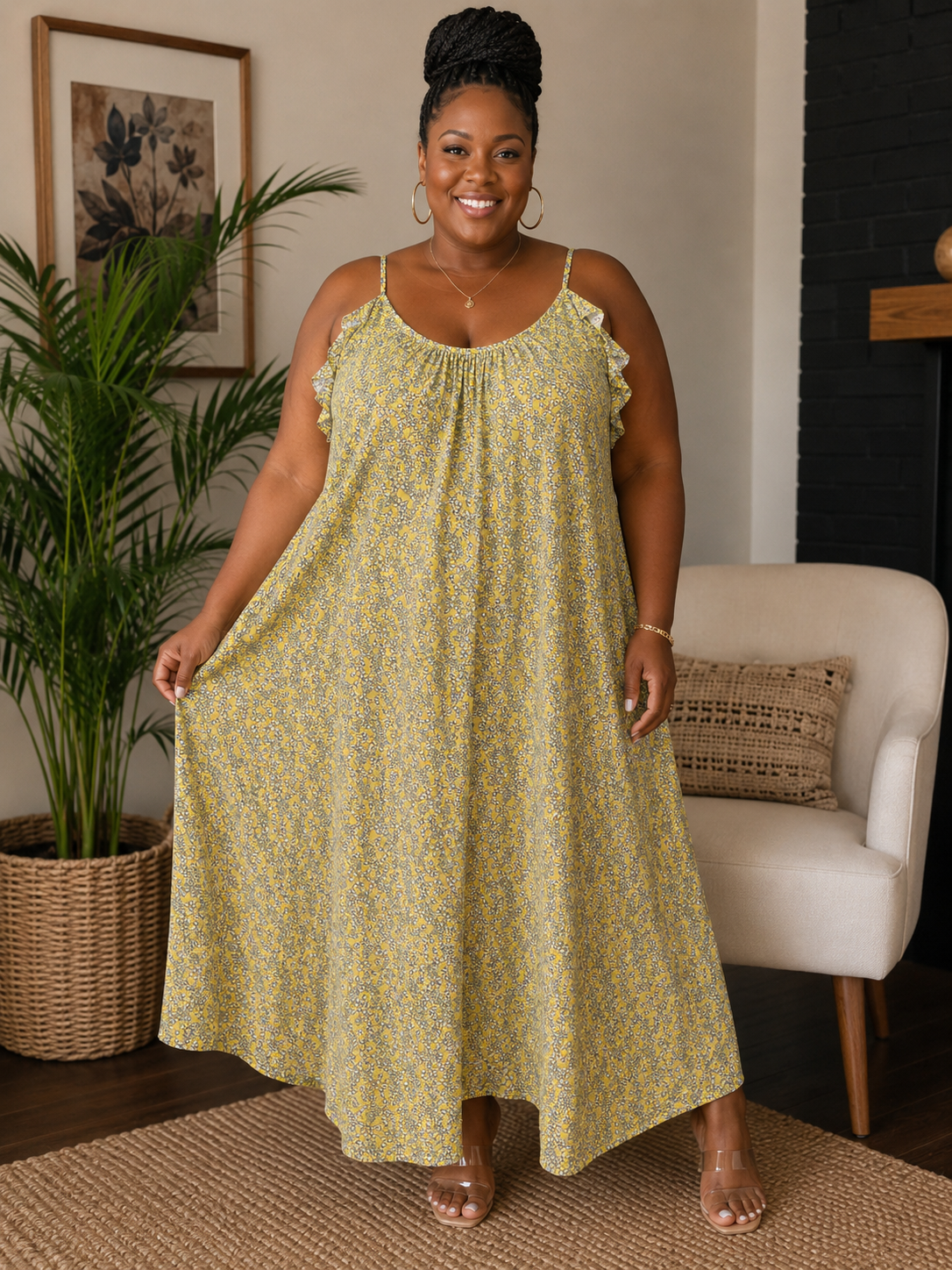 WWW Yellow Floral Dress Size 4X