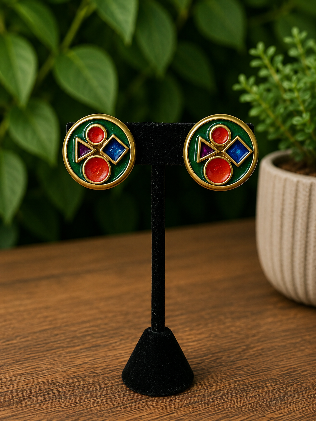 Gold Colorful Button Clip Ons