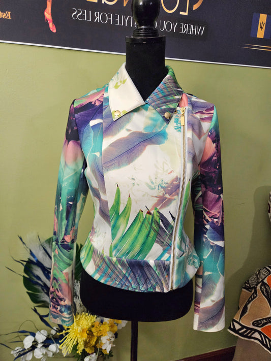 NWOT Jennifer Lopez Floral Moto Jacket Size Medium