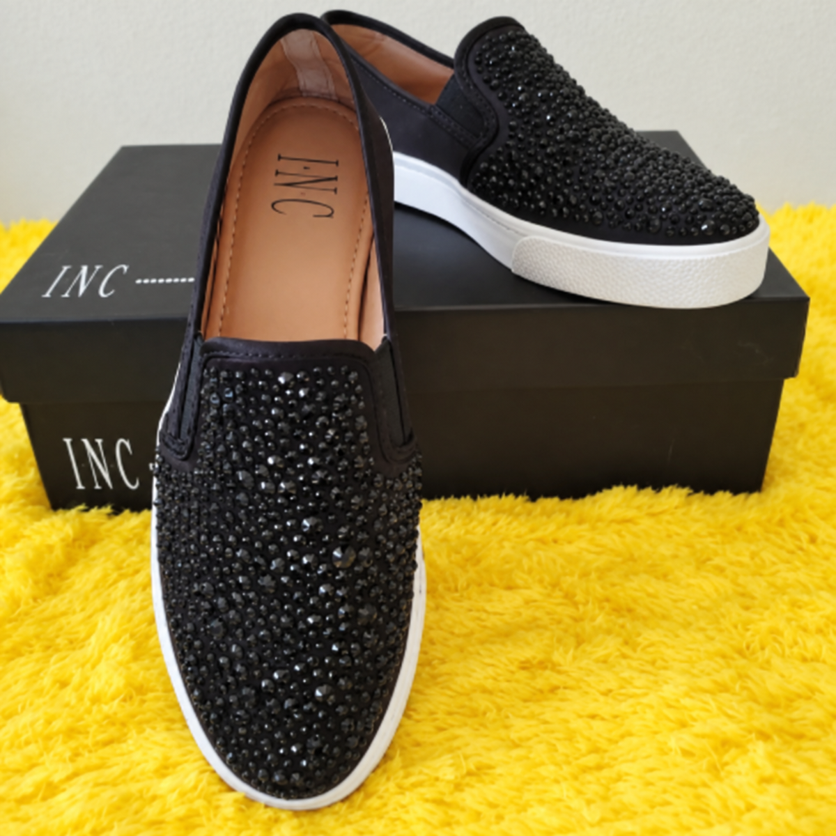 NWT INC Black Blinged Sneakers Size 9.5