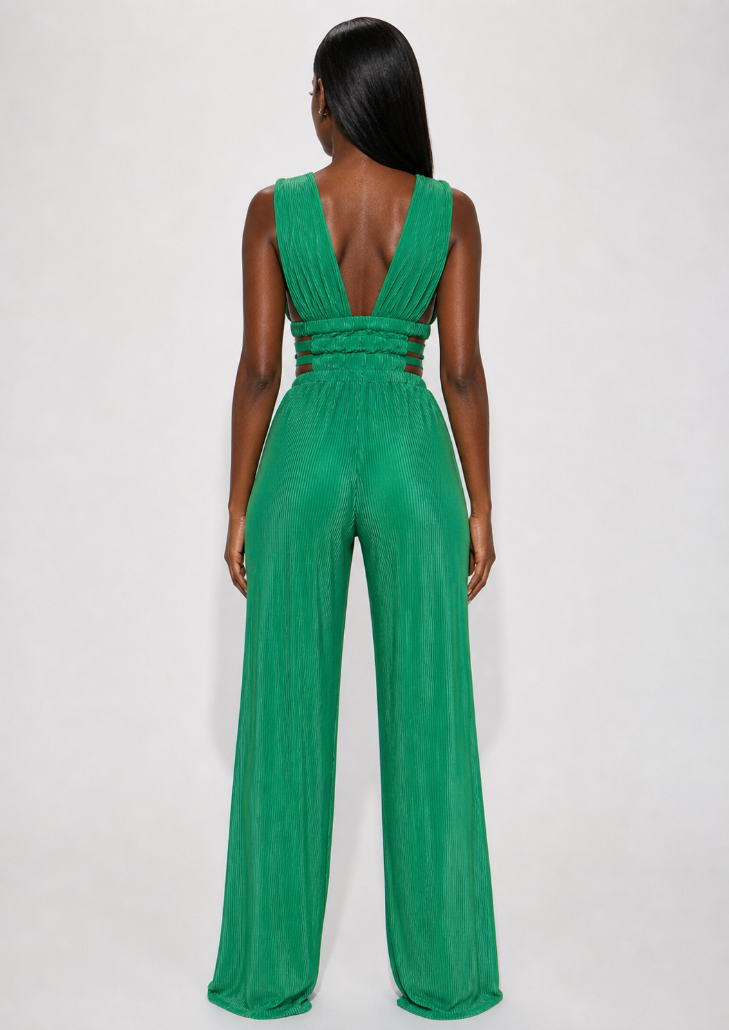 Shein Curve Green Pleated Jumpsuit Best Size 1XL