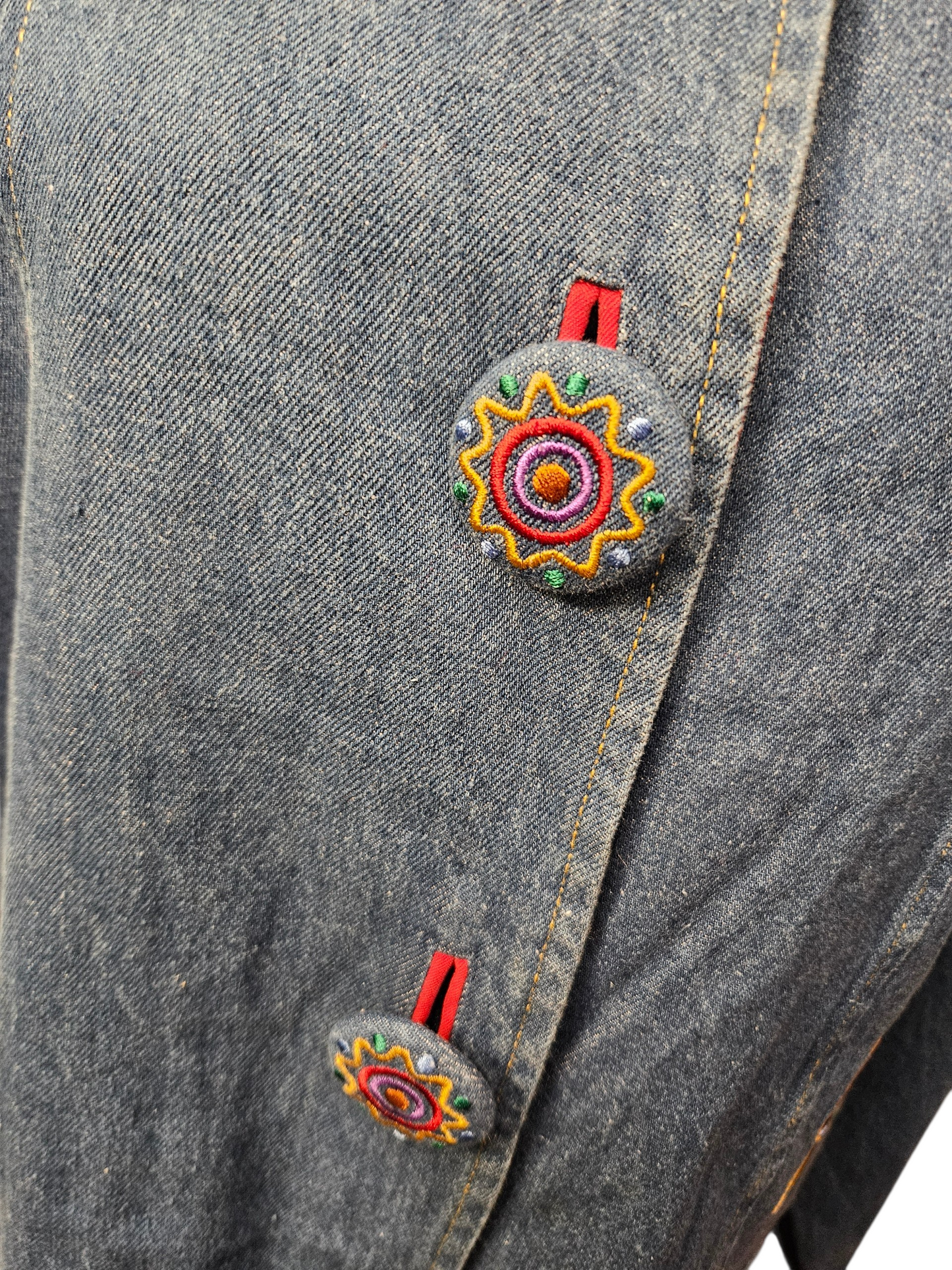 Bob Mackie Embroidered Denim Jacket Size Large