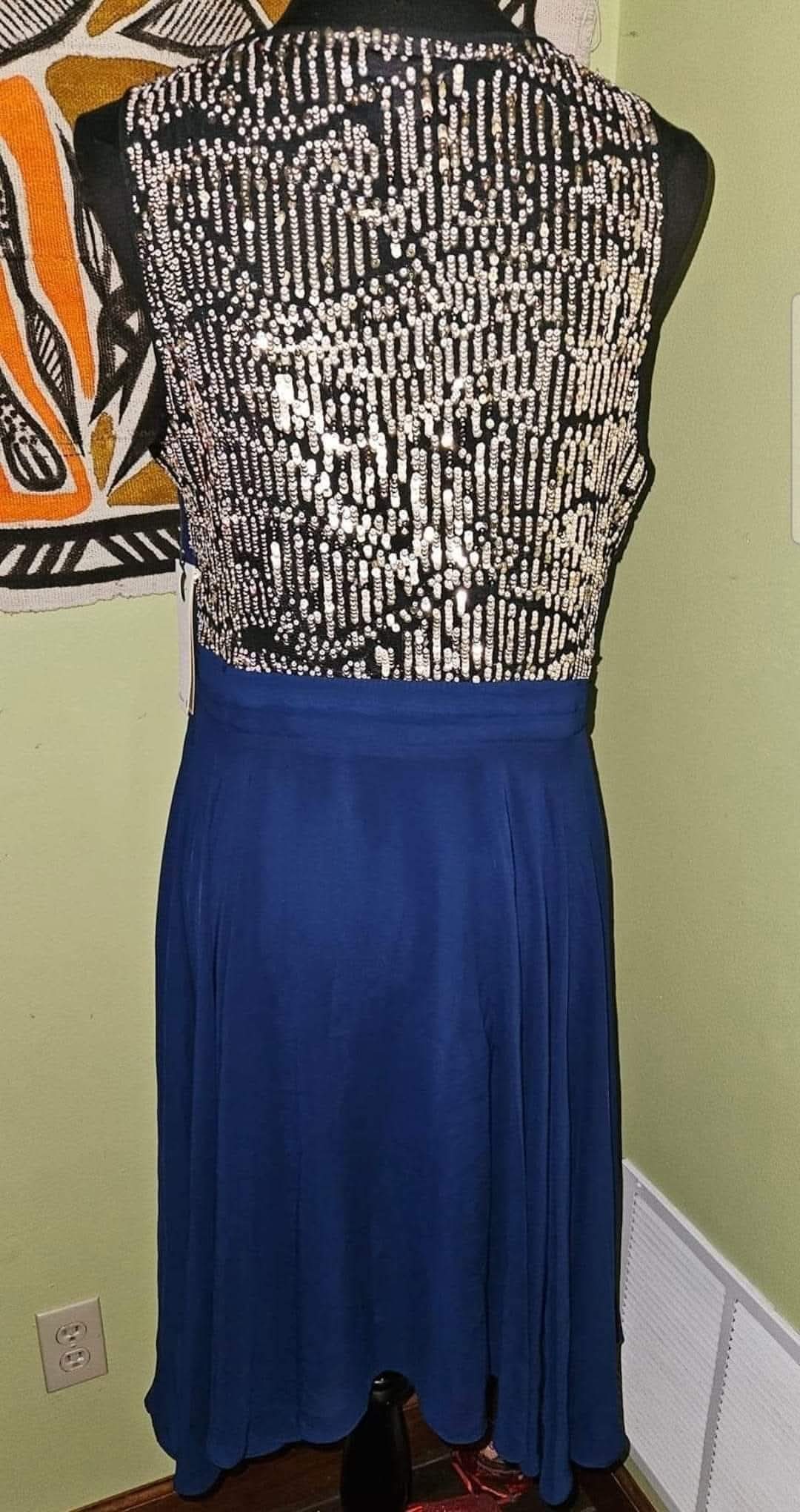 NWT Phillip Lim Navy Sequin Dress Size 14