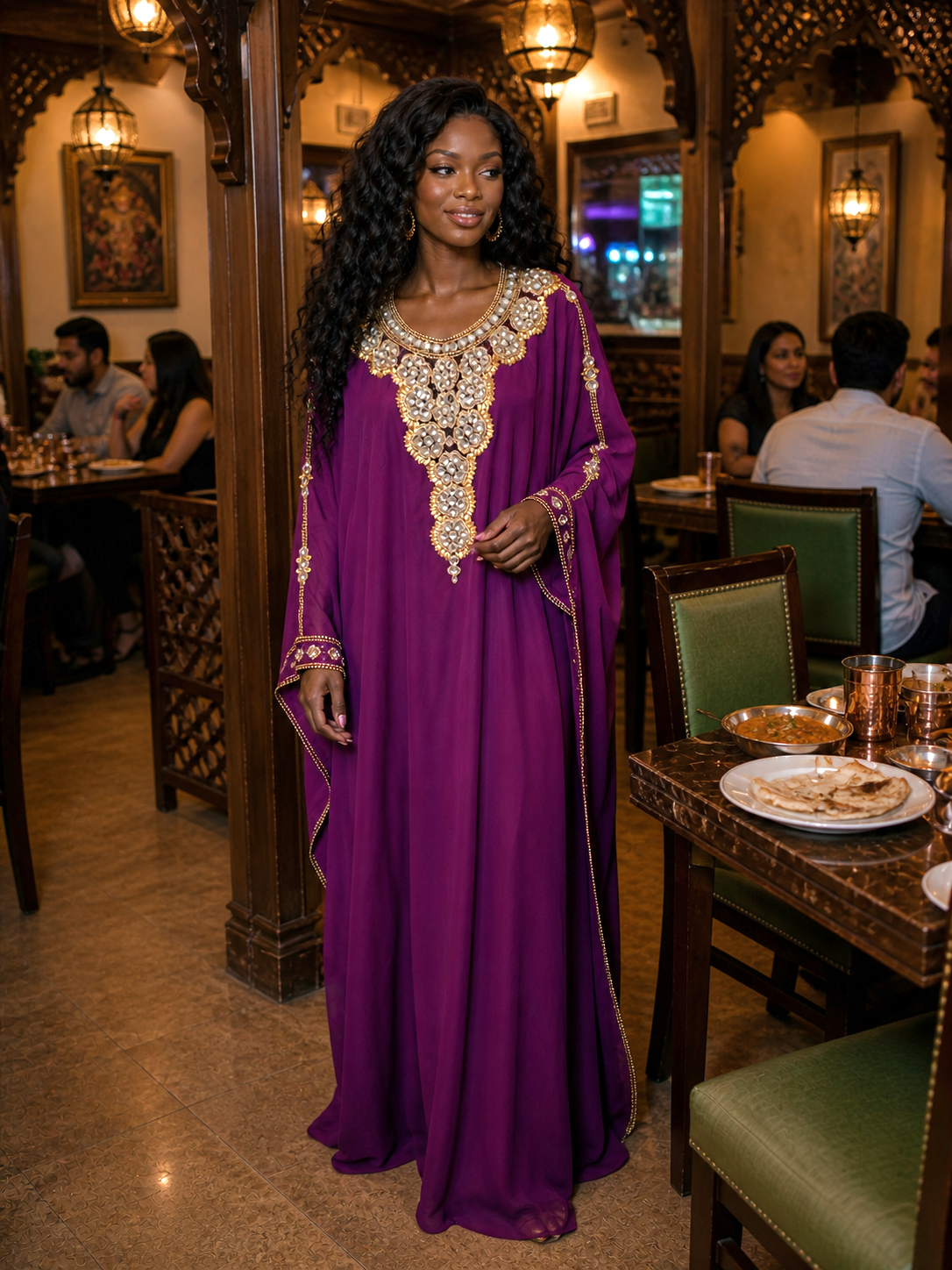 Purple Jeweled Kaftan Size Large