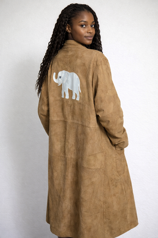 My Choice Vintage Leather Trench Coat with elephant detail
Pit to Pit 26 inches flat