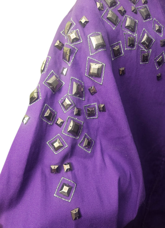 NWOT Bob Mackie Purple Embroidered and Studded Jacket Size XL