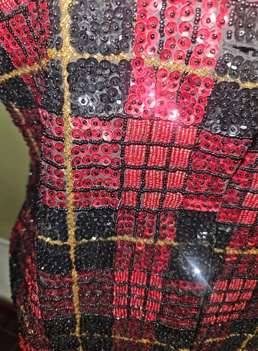 Effeci Red Sequin Vest Size Large (Pit to Pit is 20 inches)