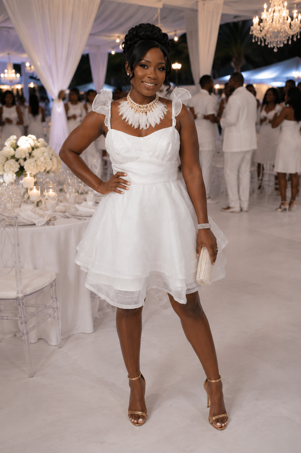 NWT Twirl White Chiffon Dress Size Large