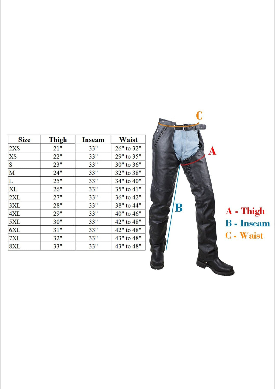 NWT Dream Apparel Leather Chaps Size Men's Small