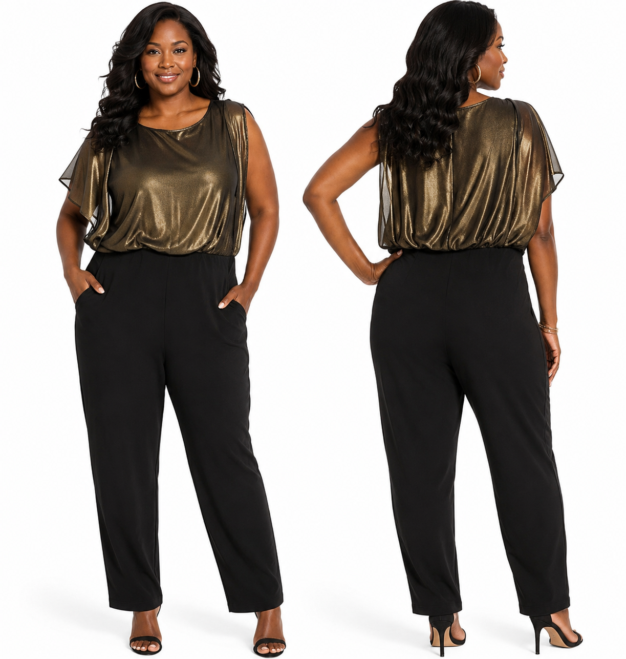 Lane Bryant Black and Bronze Jumpsuit Size 18/20
