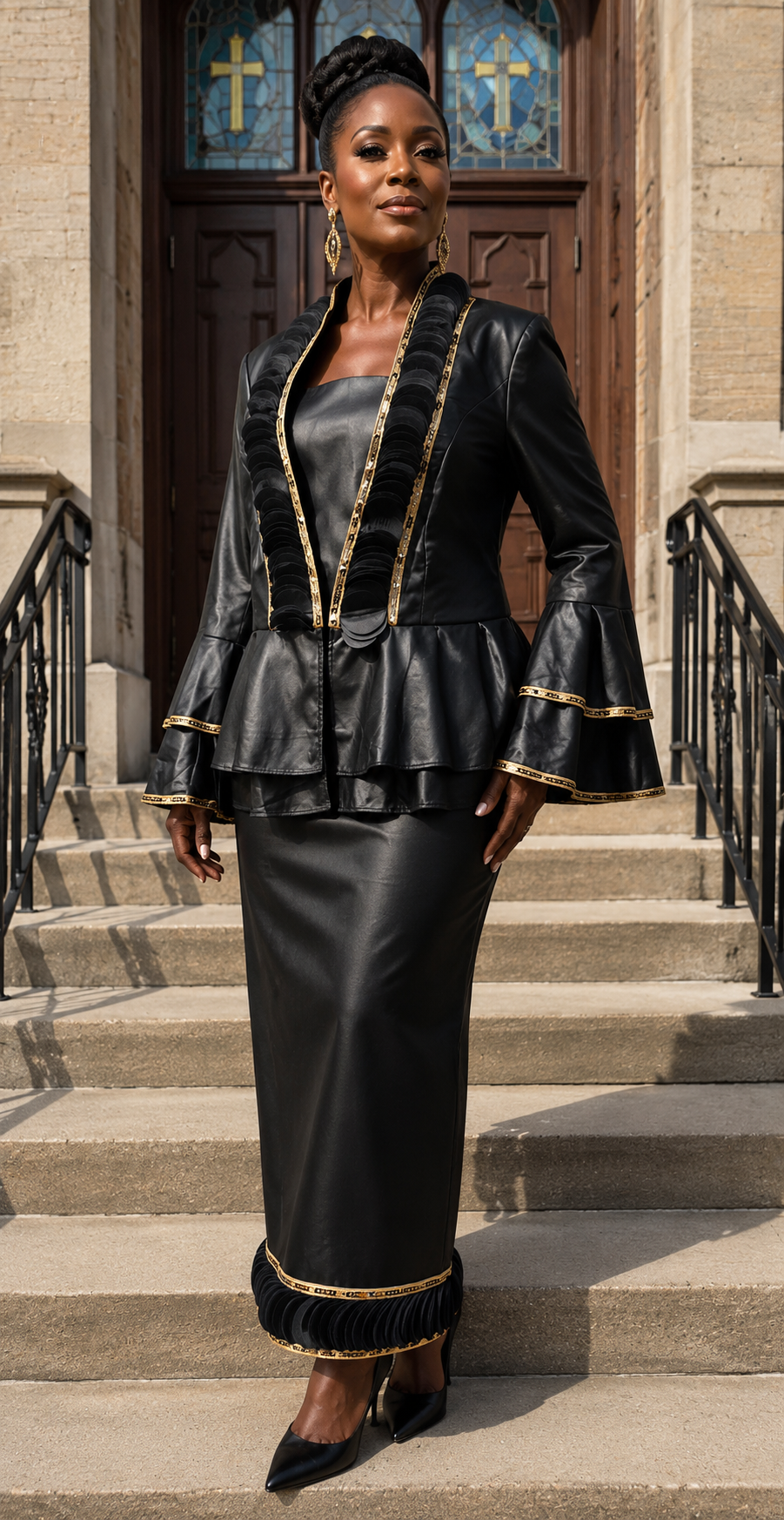 NWT Lisa Rene Faux Leather Suit Size 18