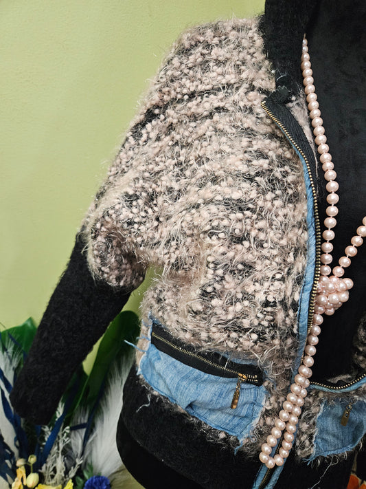 Unbranded Pink and Black Wool Jacket Size Medium