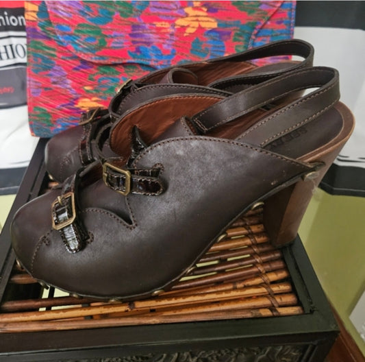 NWOT SEE by Chloe Brown Leather Slingback Mules Size 40/9