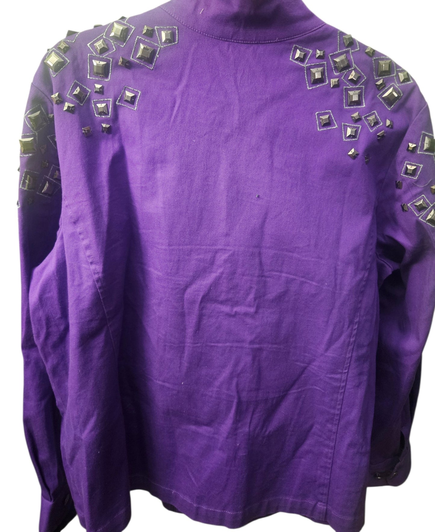 NWOT Bob Mackie Purple Embroidered and Studded Jacket Size XL