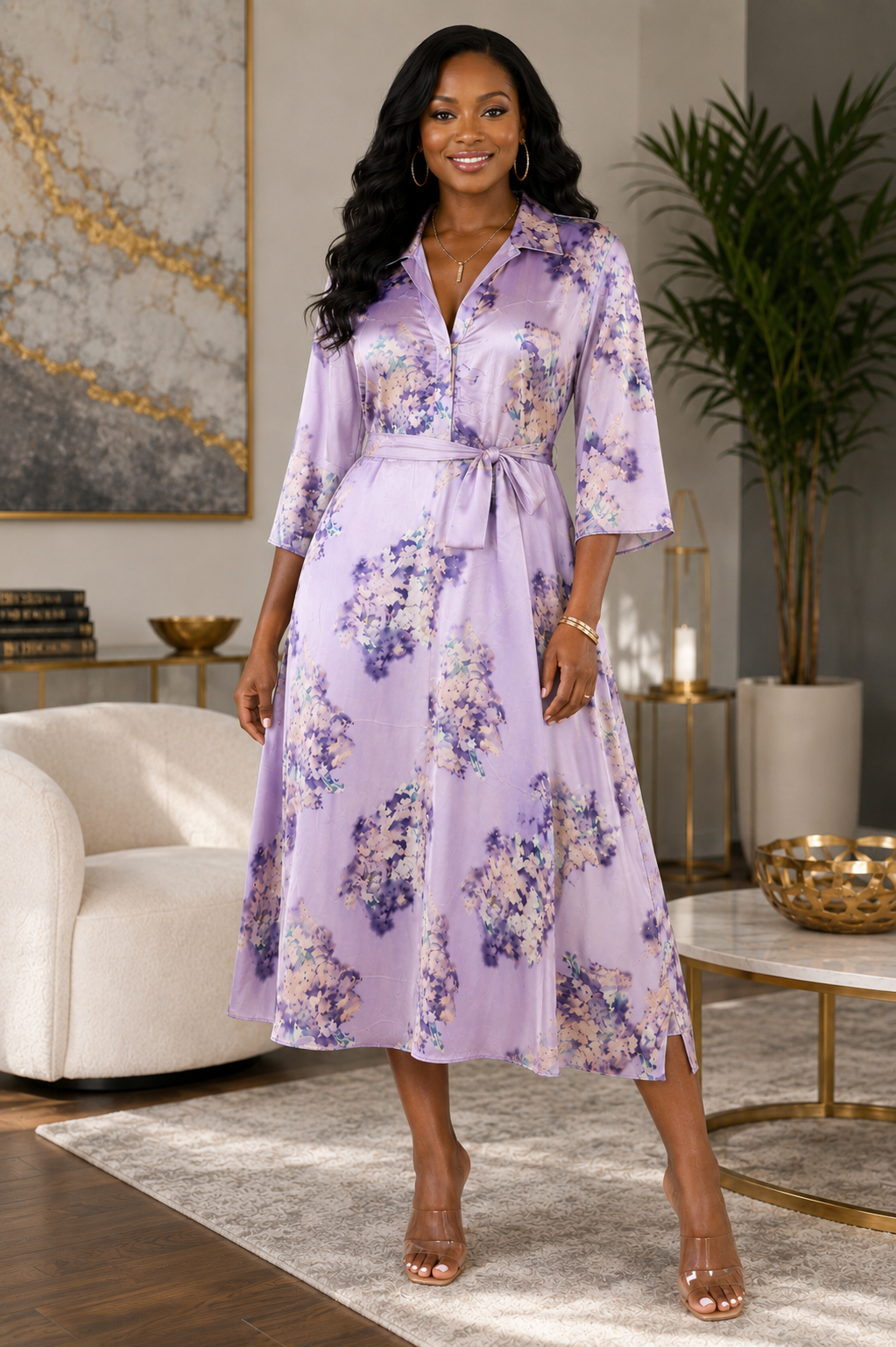 NWT Fly Curvy Lavendar Floral Dress Best Size 2X