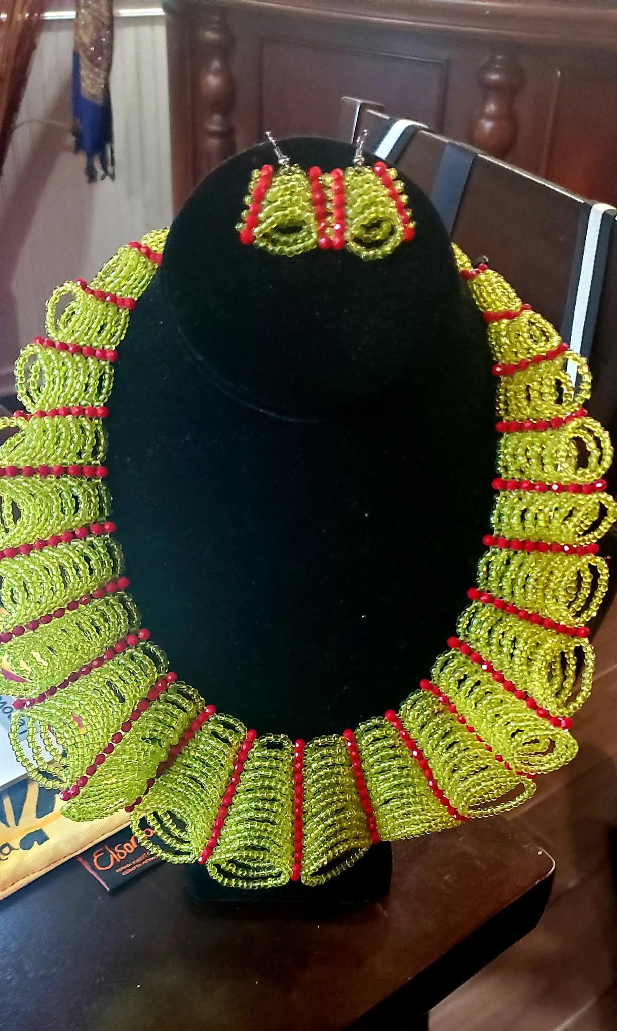 Lime and Red Necklace Set