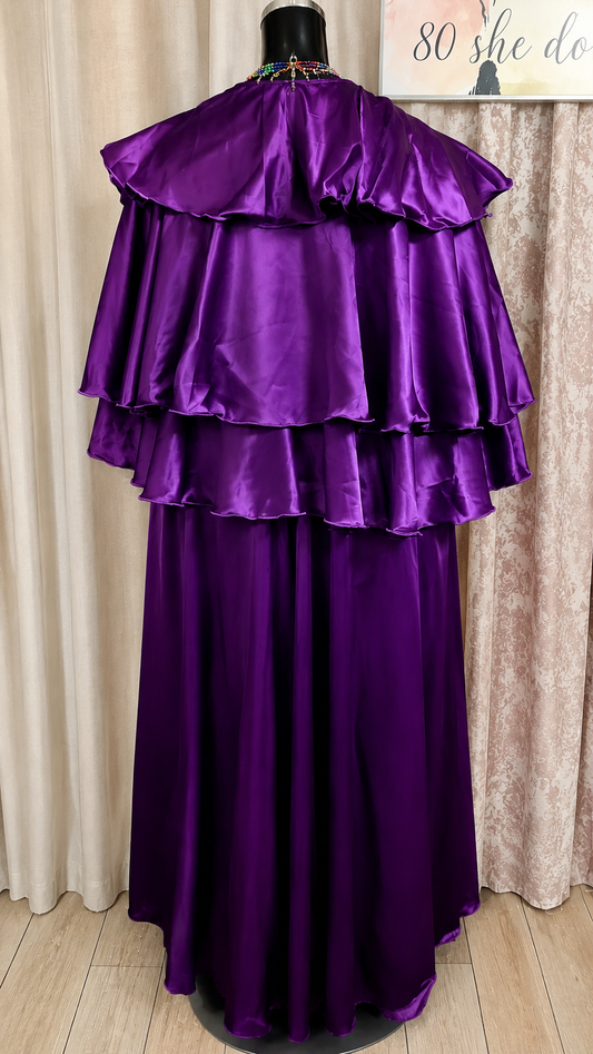 NWT Xpluswear Purple Pant Set with Ruffled Cape Duster Tagged Size 4X