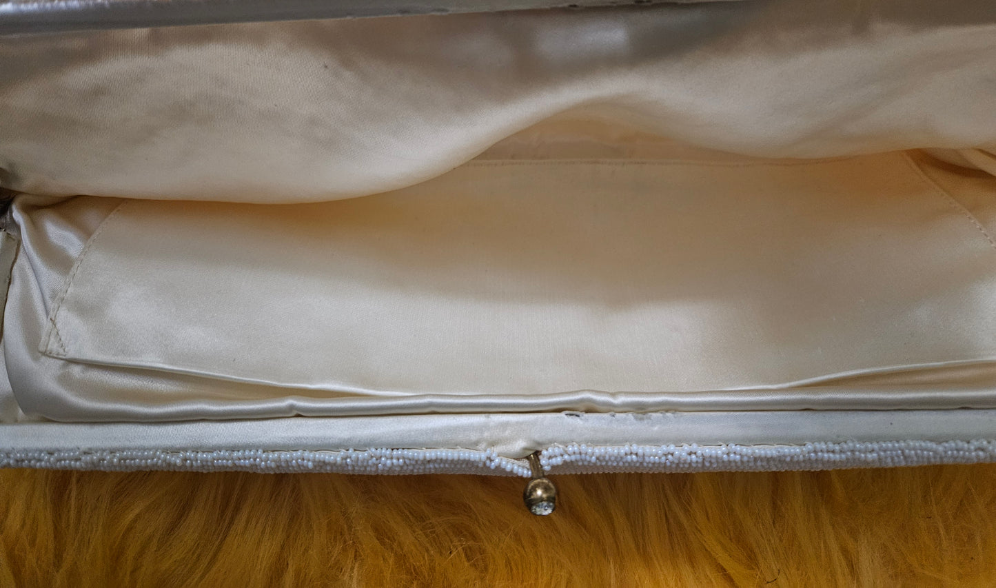 White and Gold Beaded Vintage Clutch