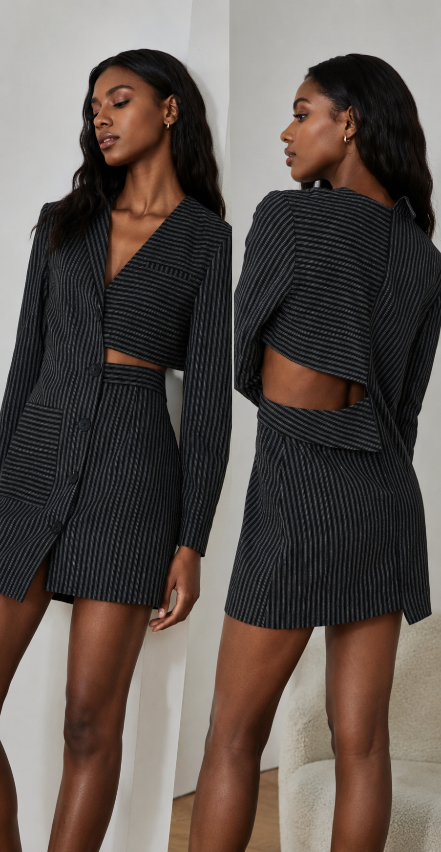 Quaint Black & White Striped Blazer Dress Size Medium