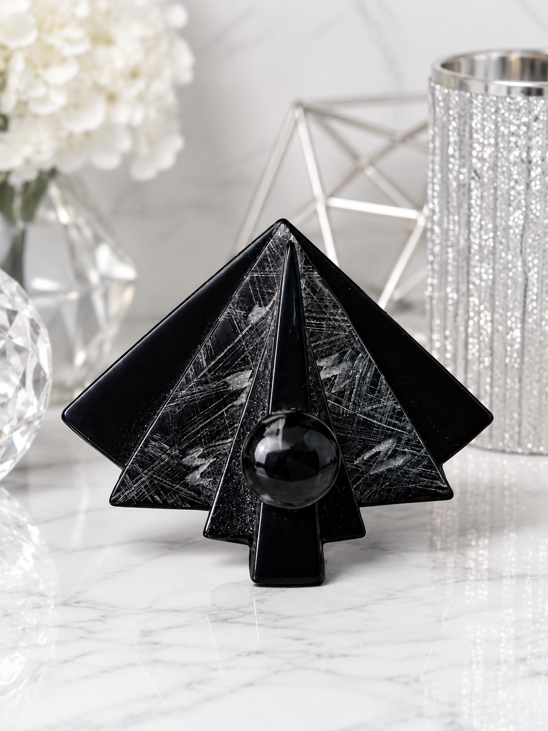 Black Layered Triangle Brooch