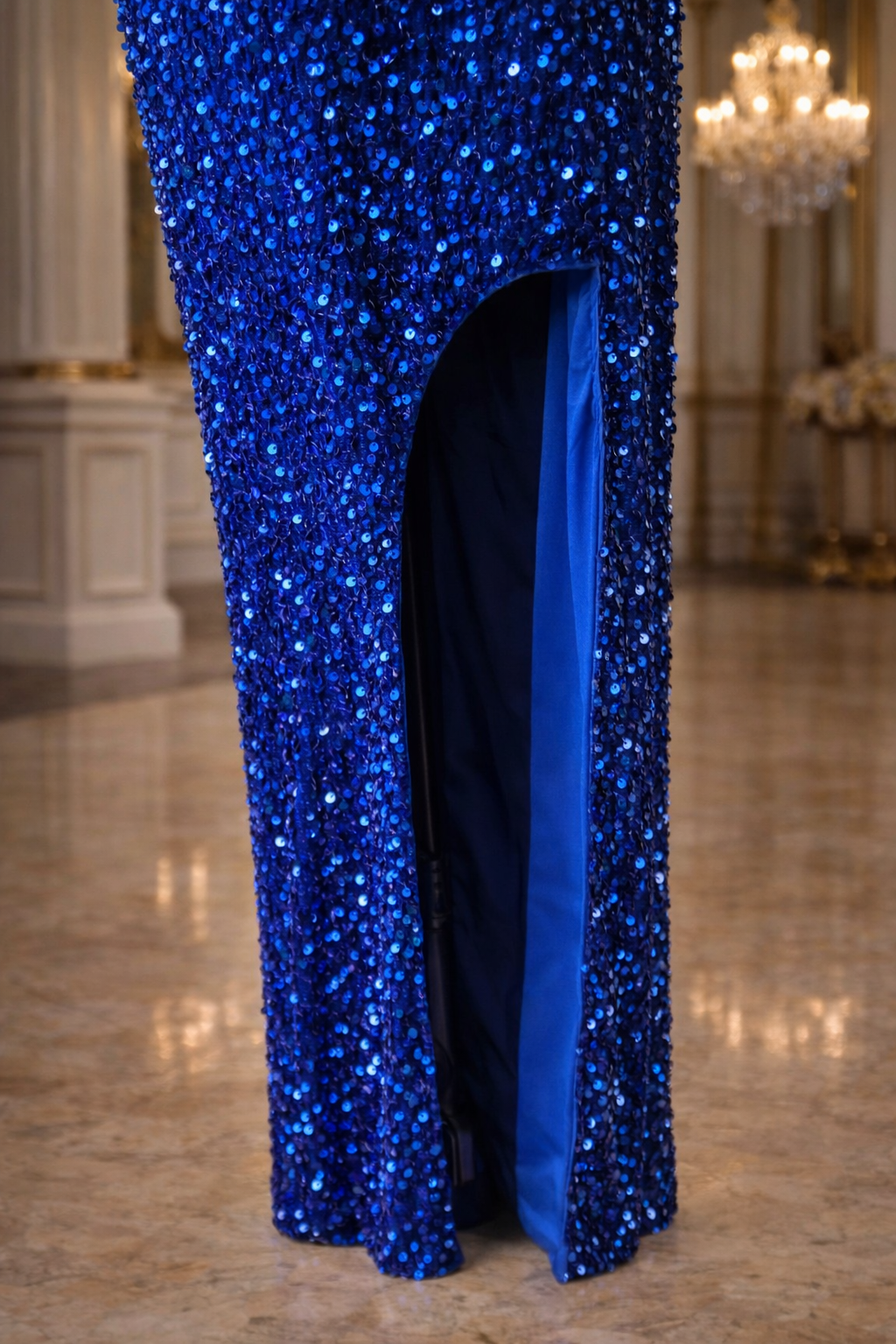 NWT Shein Sxy Royal Blue Sequin Gown Size Best 2X