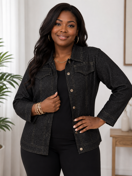 NWT Chico's Black Textured Jacket Size 2/L