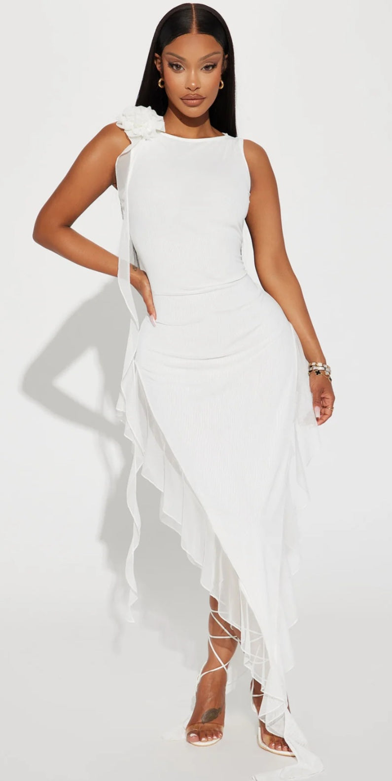 NWT FashionNova White Tiered Dress Size 1X