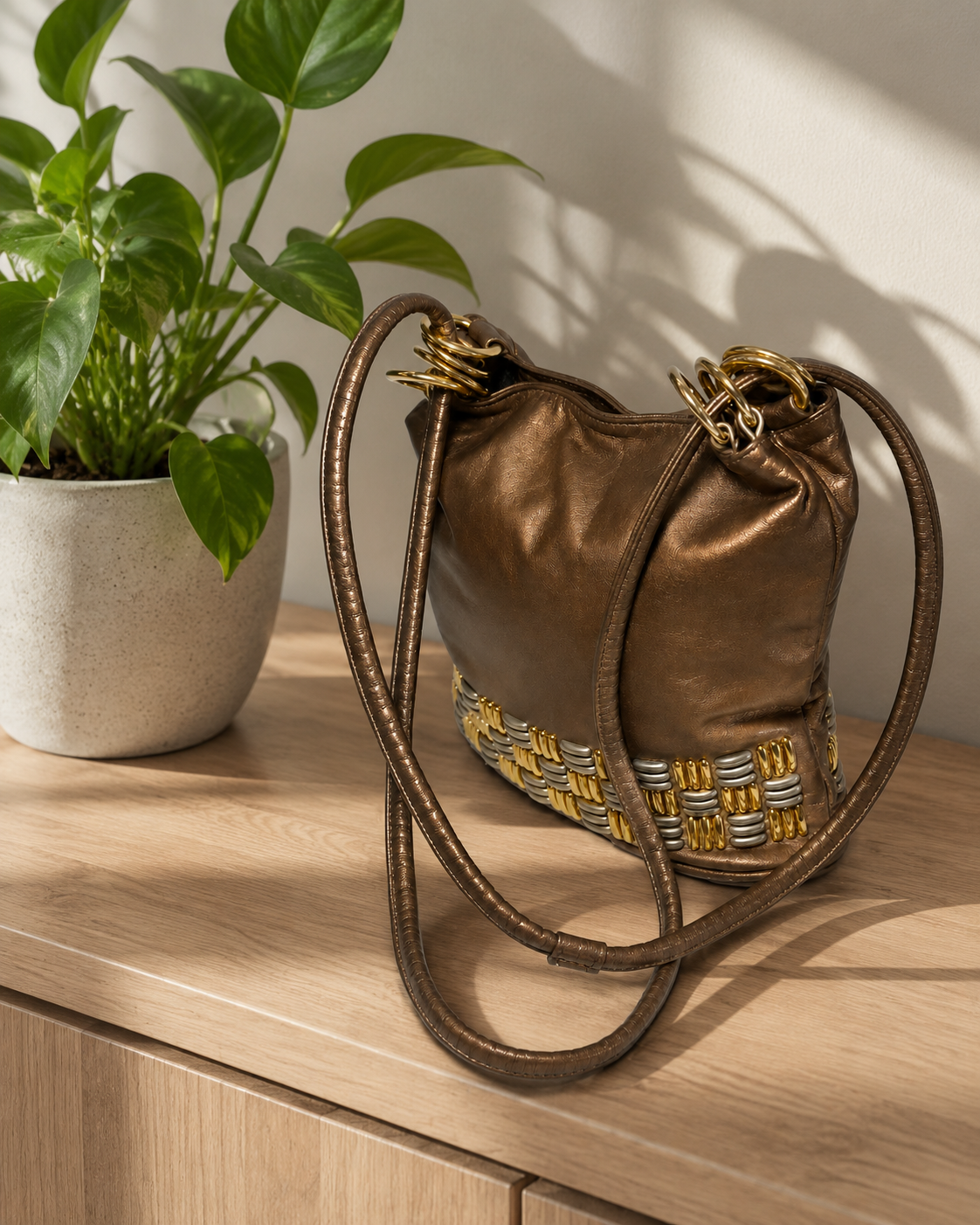 Bronze Studded Vintage Bag