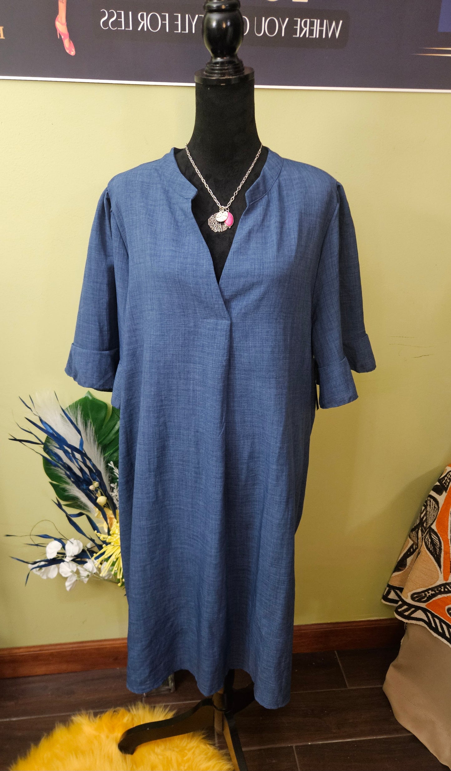 Shein Curve Blue/White Denim Look Size 3X