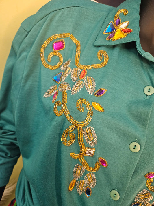 Accent Vintage Bejeweled Blouse Size Large