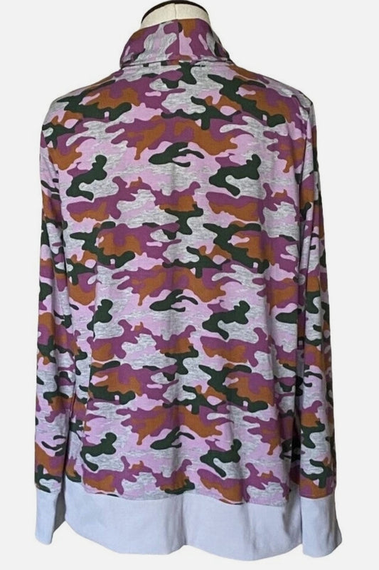 Cuddl Duds Colorful Camo Cardigan Jacket Size XL