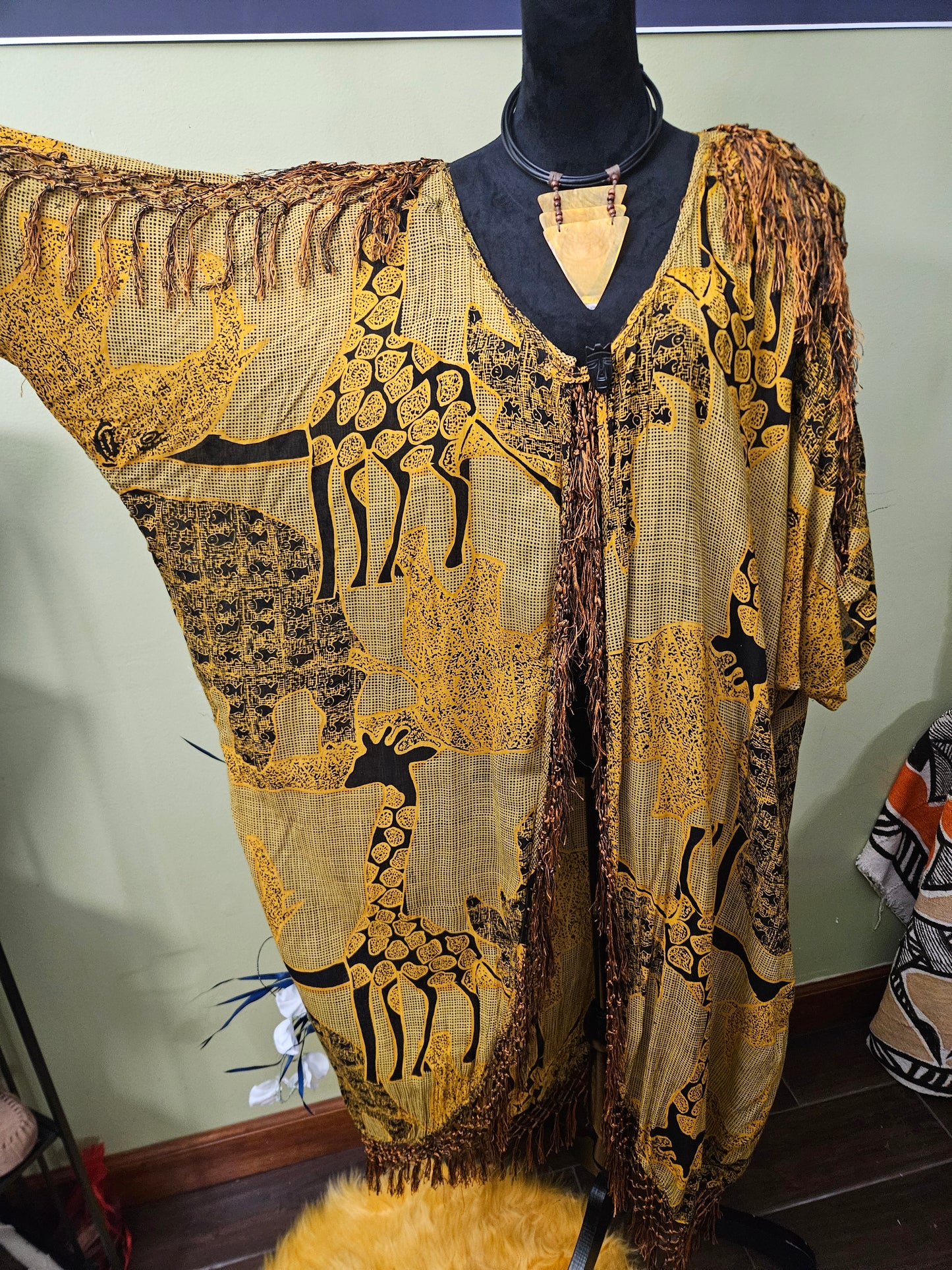 Black Magic Mustard and Black African Duster One Size