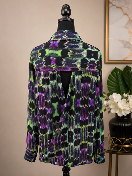 L'Amour Purple & Green Blouse Size XL