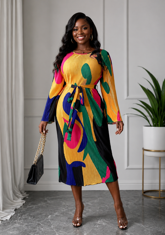 Shein Colorful Pleated Dress Size 3X