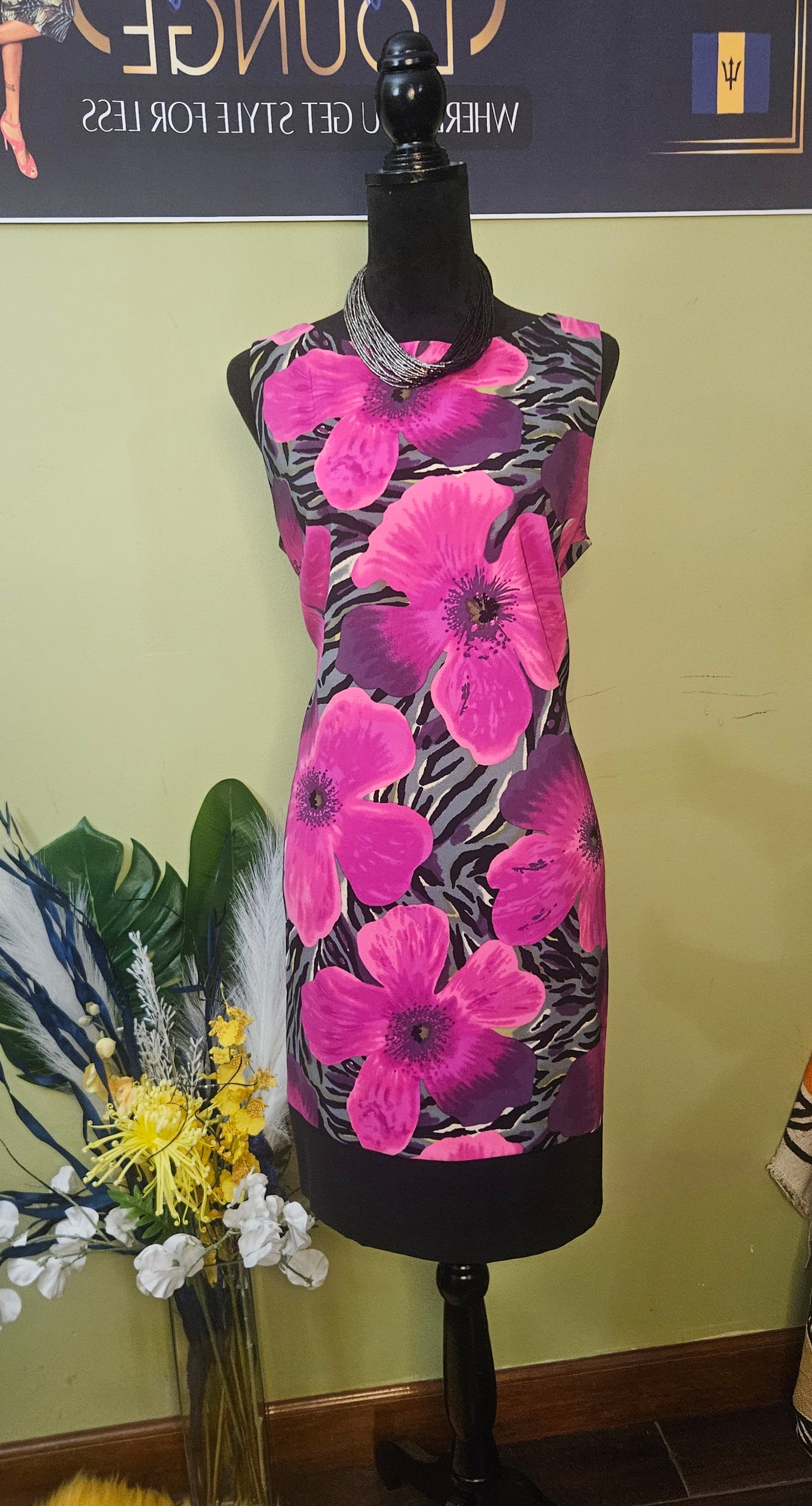 AB Studio Pink Animal Dress Size 16