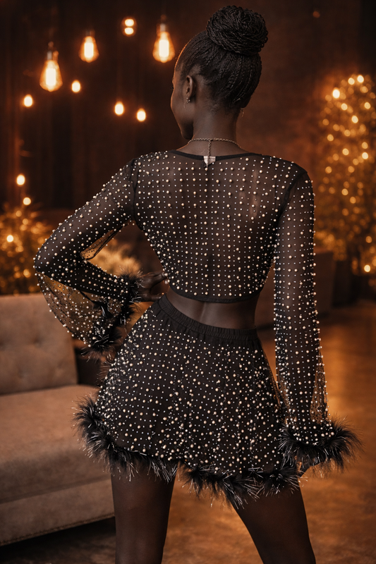 I Heart Raves Tinsel/Pearl Iridescent Skirt Set Size Large