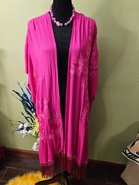 Chicos Pink Kimono One Size