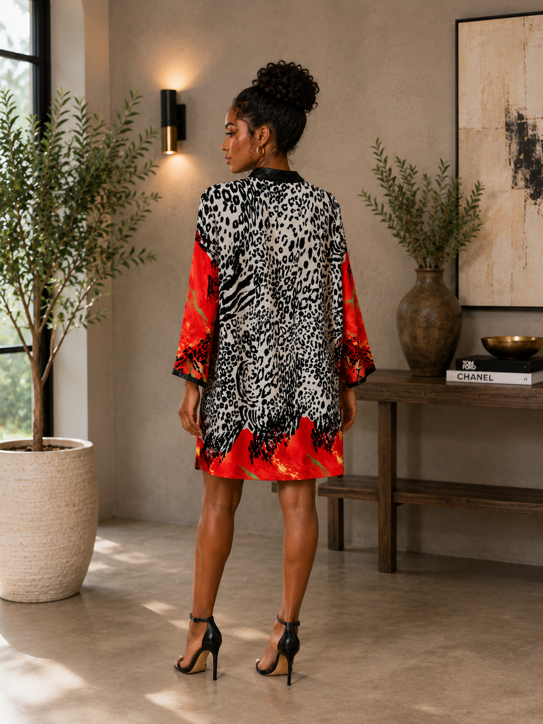Stylish Chakra Red Animal Print Dress Size XL/1X