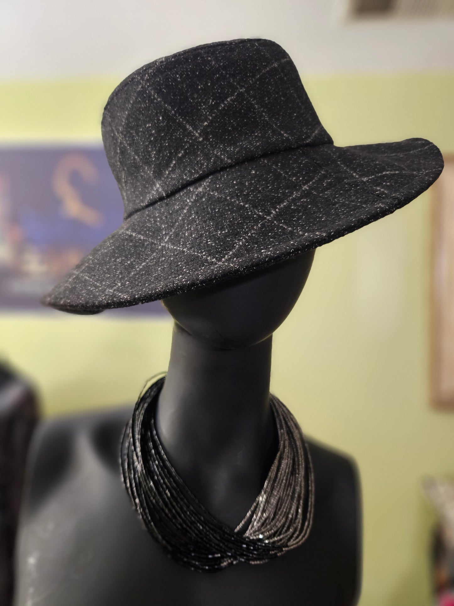 Nine West Black Plaid Hat