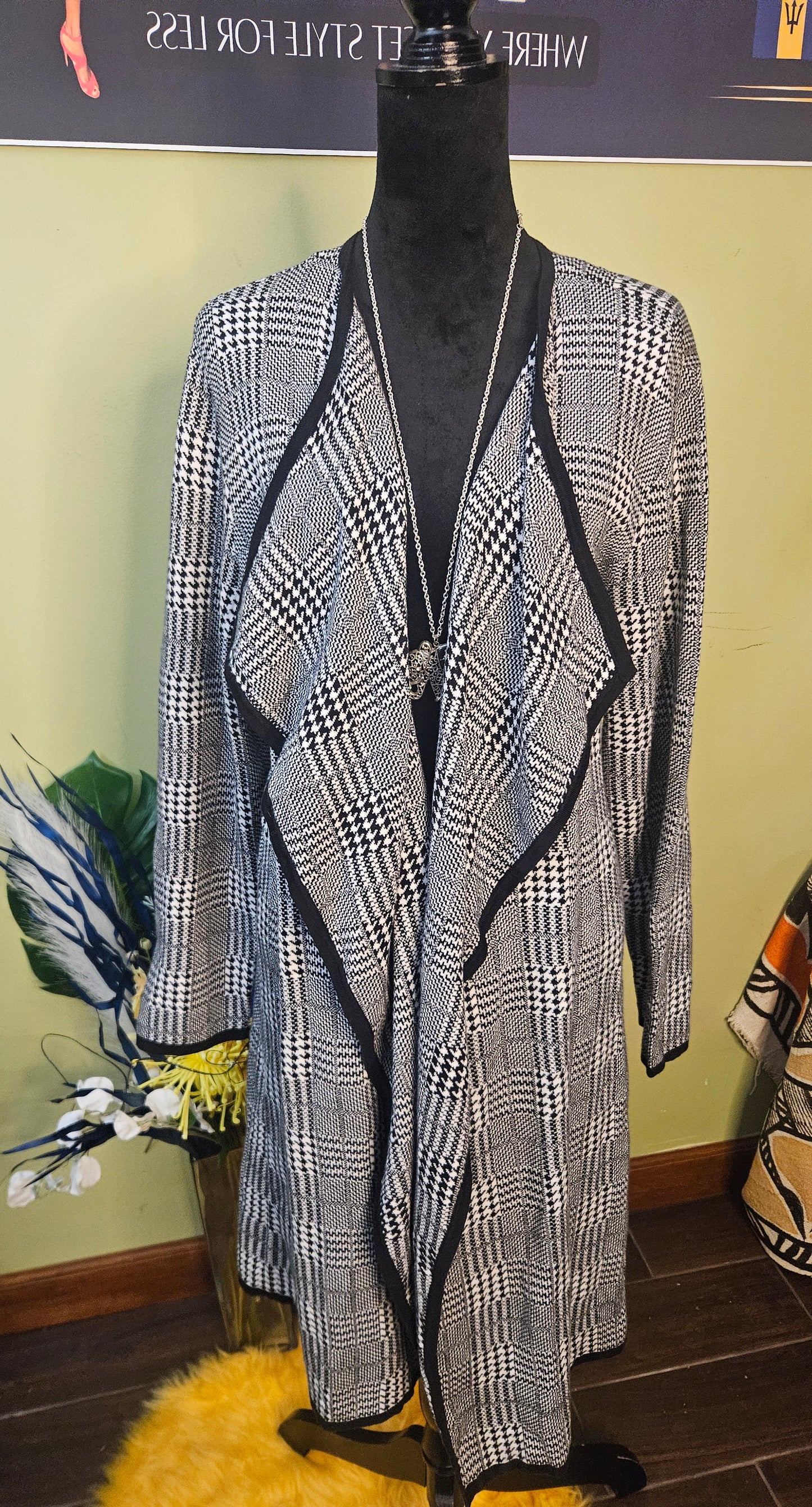 Vince Camuto Houndstooth Duster Size 3X