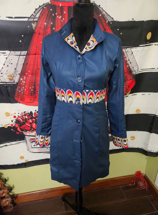 Navy jacket with embroidered detail. Size Small