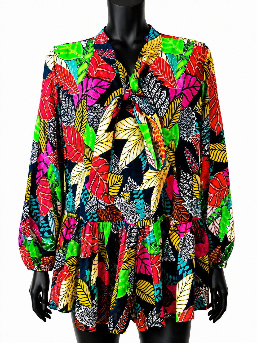 Mae Otti Red and Green Ruffled Blouse Best Size 1X