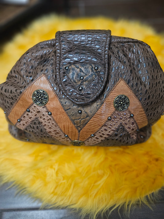Brown and Burnt Orange Vintage Purse