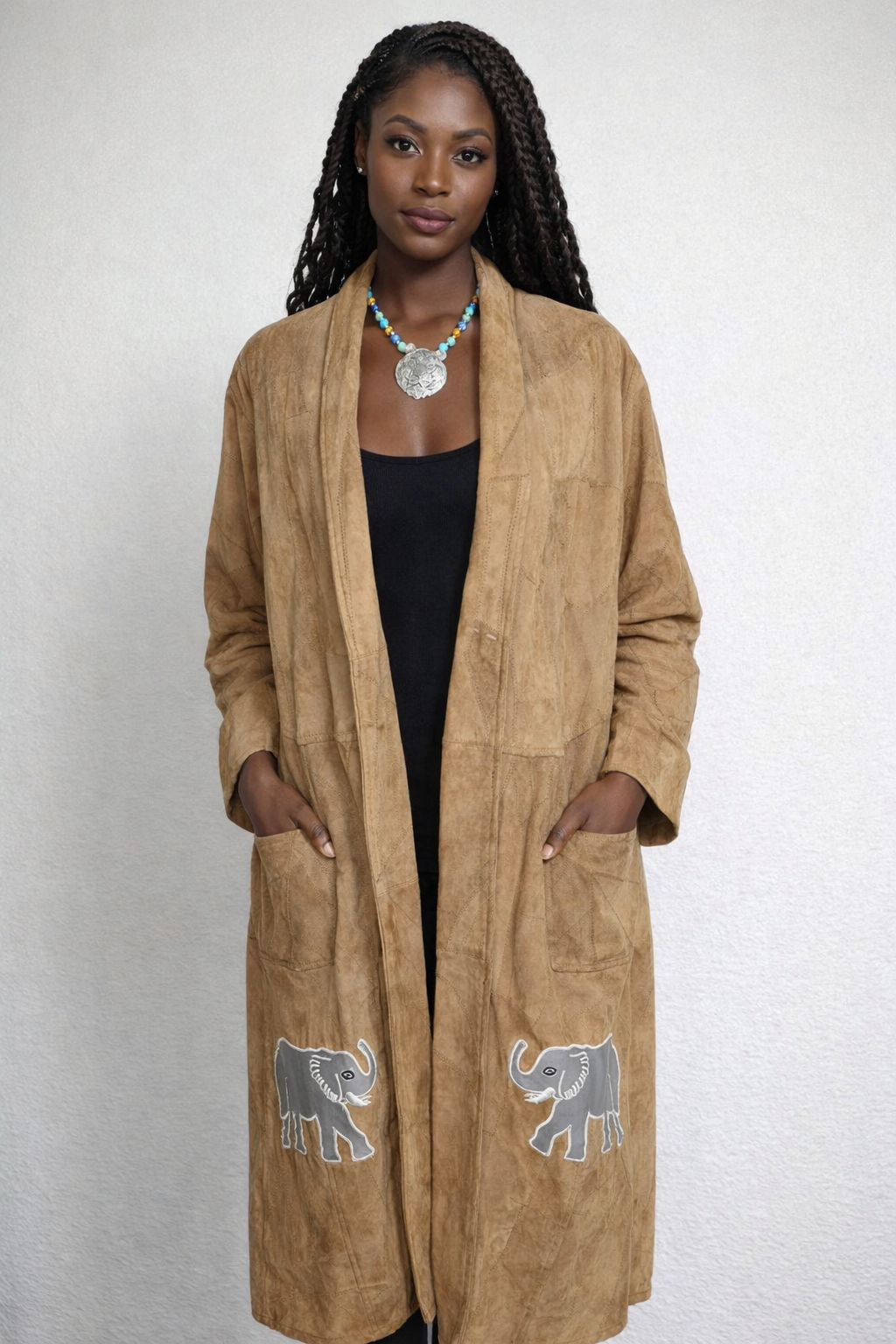 My Choice Vintage Leather Trench Coat with elephant detail
Pit to Pit 26 inches flat