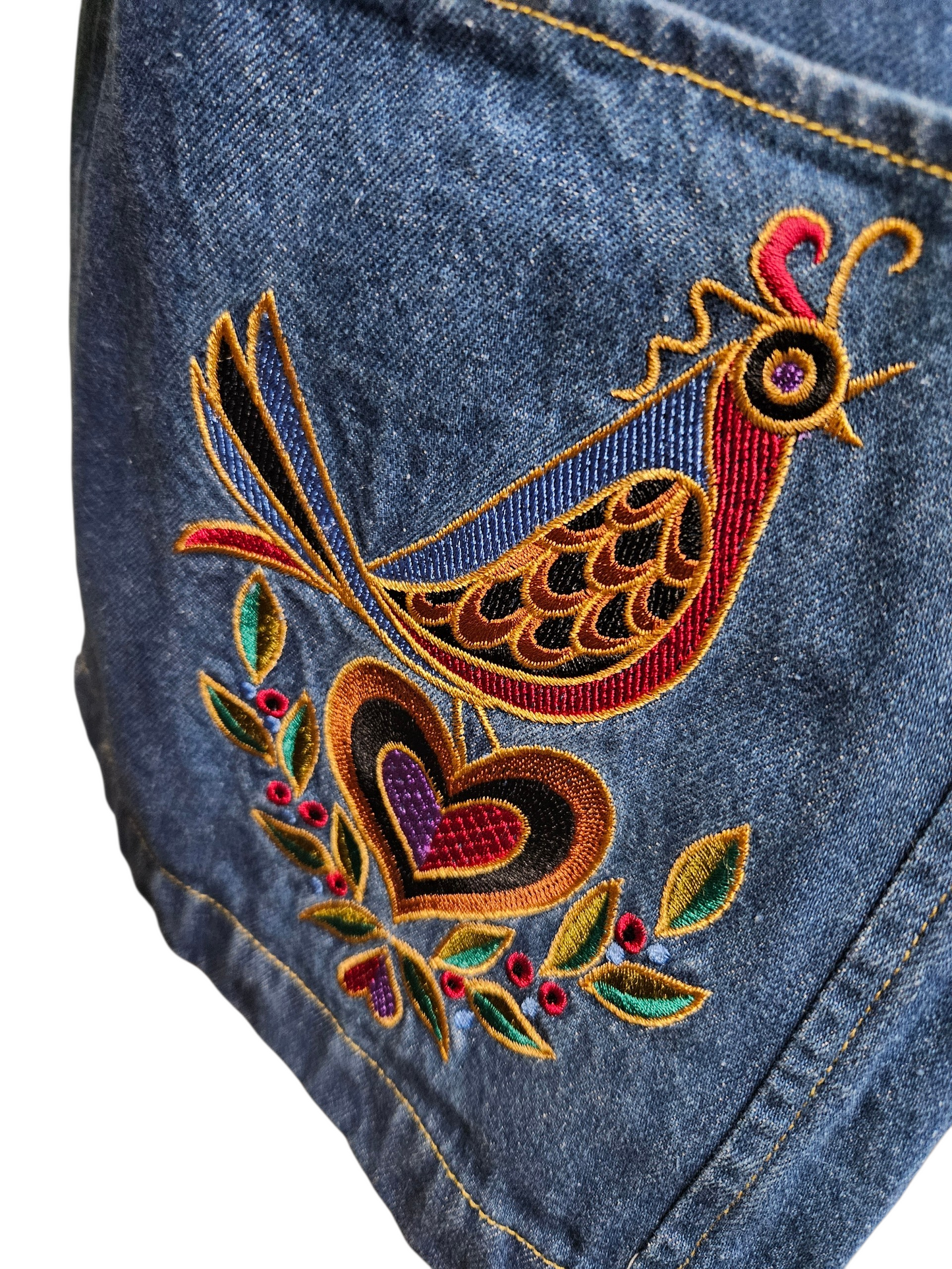 Bob Mackie Embroidered Denim Jacket Size Large
