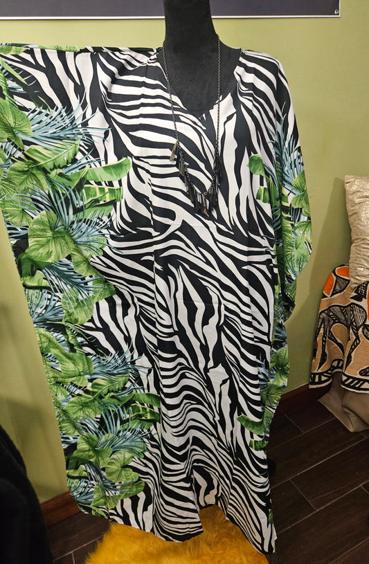 NWT Mixed Zebra Kaftan OS