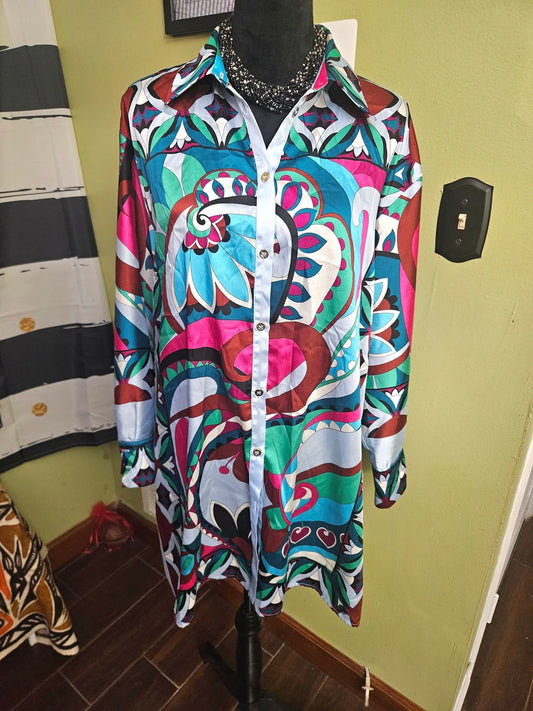 Zara Colorful Button Down Size Large