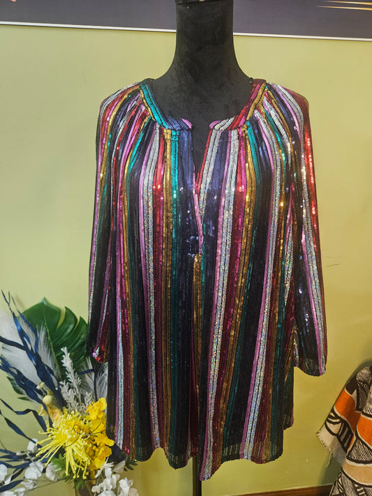 Crown and Ivy Sequin Blouse Size XL