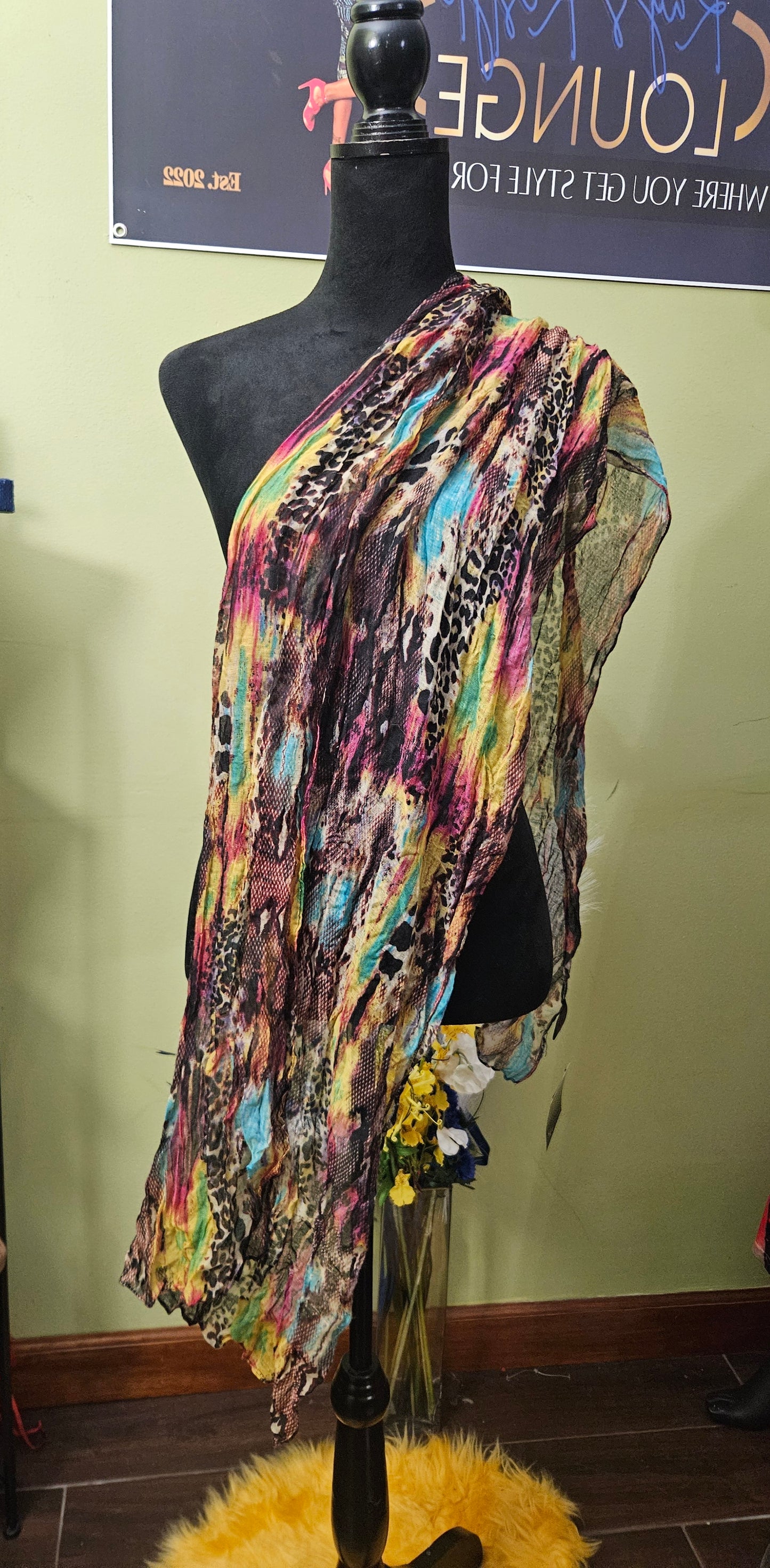Turquoise Animal Scarf