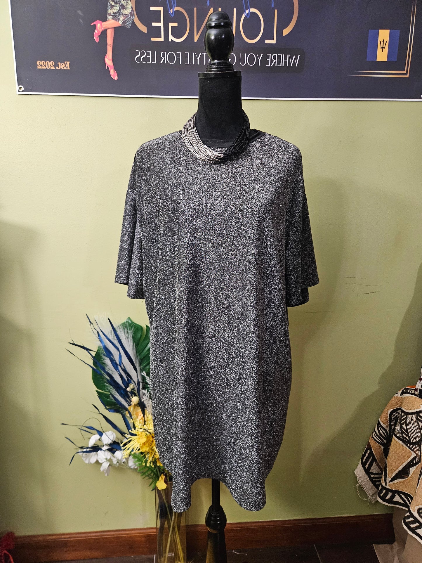 Shein Silver Shimmer Blouse/Dress Size 1XL